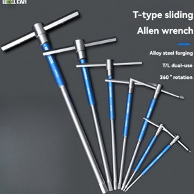 Resim WOLLFAN T-Saplı Allen Anahtar Seti, Çift Kullanımlı T/L Tipi Altıgen Anahtar, Yüksek Sertlik Metal Alaşımlı Çelik Dövme, 360° Dönüş, Metrik Boyutlar 2-10mm - Profesyonel El Aletleri 
