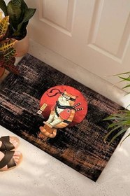 Resim Monnhein Ninja Kedi Kapı Önü Paspası Dekoratif Kapı Paspası Dış Mekan Paspas Ev Içi Paspası 45x70cm 