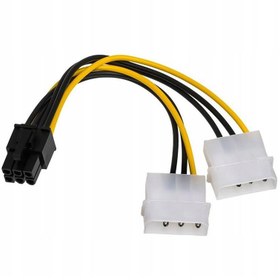 Resim 6 pin pcı e to 2x 4 pin molex erkek power güç kablosu 30 cm 