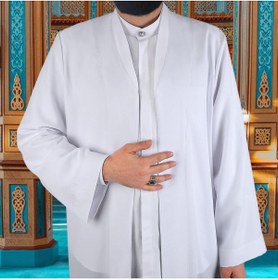 Resim İkranur Beyaz Buhara Yaka Pratik Namaz Cübbesi 