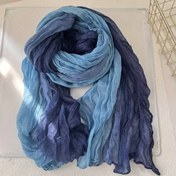 Resim Şık Mavi & Siyah Gradyan Eşarp - Çok Amaçlı Katlanabilir Tasarım, Hafif 60g/m² Polyester, Pürüzsüz Dokusuyla Plaj, Tatil ve Günlük Kıyafetler İçin - Çok Yönlü Moda Aksesuarı 