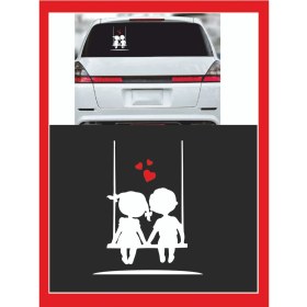 Resim Salıncakta Sallanan Çocuklar Sticker - Oto Sticker - 18*15CM 