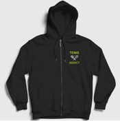 Resim Presmono Unisex Siyah Addict Spor Tennis Tenis Fermuarlı Kapüşonlu Sweatshirt 330007tt 