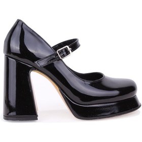 Resim Dagoster Dza07-337565 Siyah Rugan 10 Cm Kalın Topuklu Platform Kadın Ayakkabı 