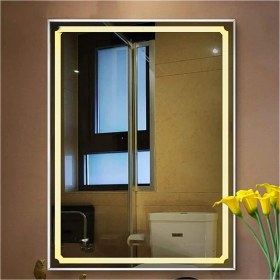 Resim Global Led Mirror 50X65 cm Kumlamalı Ledli Ayna Duvar Salon Banyo Wc Ofis Yatak Odası Boy Ledli Ayna 
