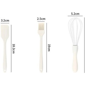 Resim 3'lü Silikon Pasta Tatlı Yapma Seti Çırpıcı- Fırça-spatula 