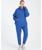 Resim R-5673/4283 Kanguru Cep Lastikli Kaşe Takım Saks Mavisi 