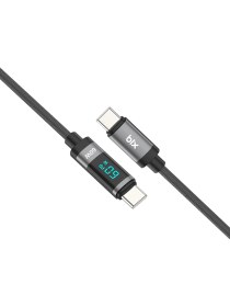 Resim Bix Type-C To Type-C 60W Örgülü LED Dijital Ekranlı Şarj ve Data Kablosu 1 Metre 