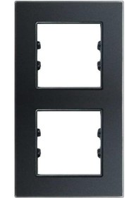 Resim Asfir Schneider Asfora Serisi Pleksiglas Mat Siyah Dikey İkili Çerçeve Apg512-71 Modeli 