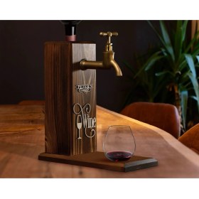 Resim Bk Gift Kişiye Özel Kabartma Isimli Musluklu Ceviz Ahşap Şarap Standı, Şarap Çeşmesi, Doğum Günü Hediyesi, Ev Hediyesi, Içecek Dispenseri-1 