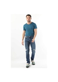 Resim Erkek Dizi Yırtık Jean Pantolon Mavi 001 