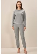 Resim Lastikli Paça Gri Üç İplik Pantolon Gri 