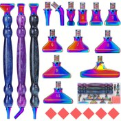 Resim 1/3 adet Simli Kabak Kalem Şeklinde Plastik Kalem + 12 adet Gümüş/Rose Altın/Altın/Renkli Matkap Uçları + 6 adet Kırmızı Yapıştırıcı + 1 adet Plastik Kutu Dişli Elmas Boyama Nokta Matkap Aracı Seti 