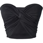 Resim Şık yeni Kadın Seksi Straplez Tüp Üst, Düz Renk, Ruched Göğüs, Kablosuz Bandeau, Kesik, Polyester, 100g/m², Bahar/Yaz 