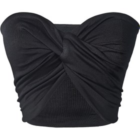 Resim Şık yeni Kadın Seksi Straplez Tüp Üst, Düz Renk, Ruched Göğüs, Kablosuz Bandeau, Kesik, Polyester, 100g/m², Bahar/Yaz 