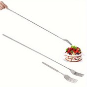 Resim 1 adet Çatal Uzatılabilir Uzun Saplı Çatal, Barbekü Tost Akşam Yemeği Meyve Tatlı Uzun Çatal, Paslanmaz Çelik Geri Çekilebilir Çatal 22.1 ~ 64.52cm 