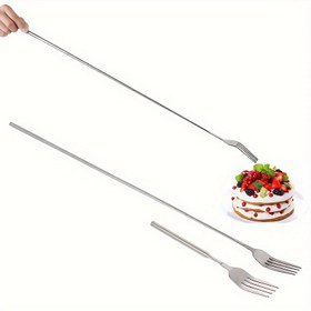 Resim 1 adet Çatal Uzatılabilir Uzun Saplı Çatal, Barbekü Tost Akşam Yemeği Meyve Tatlı Uzun Çatal, Paslanmaz Çelik Geri Çekilebilir Çatal 22.1 ~ 64.52cm 