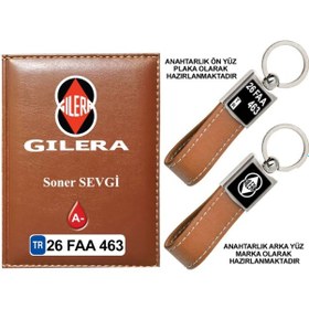 Resim Plakanıza Özel Gleria Logolu Taba Ruhsat Kabı Ve Anahtarlık 