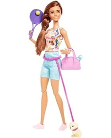 Resim Spor Kıyafetleri İle Barbie Bebek, Patencisi Ve Aksesuarları 