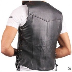 Resim Deriwork Hakiki Deri Siyah Erkek Motorcu Deri Yelek Siyah 