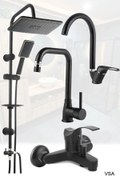 Resim Viosa Siyah Robot Siyah Tepe Yağmurlama Duş Seti Mutfak Banyo Lavabo Bataryası Set 