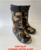 Resim AYAKKABIM RENGARENK İçi Yünlü Su Geçirmez Çizme Iş Bağ Bahçe Yağmur Kar Çizmesi Haki Kamuflaj 