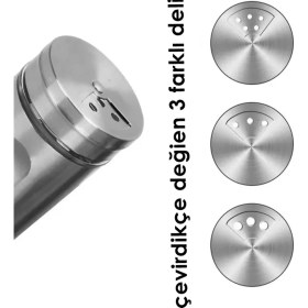 Resim Cam+Çelik Tuzluk Biberlik Karabiberlik 3 Farklı Delikli 12 Li Set 721946 