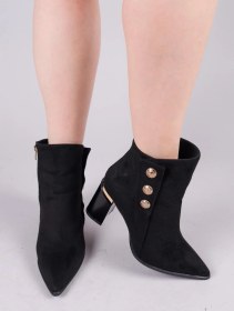 Resim Bıdıu Gold Tokalı Süet Topuklu Bot Siyah-8451 Siyah 