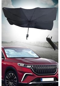 Resim Yunjiwu Araç Oto Güneşlik Katlanabilir Şemsiye Ön Cam Güneş Perdesi Antrasit 