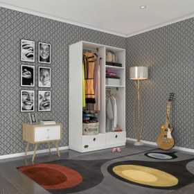 Resim Kenzlife giysi dolabı 2 bölmeli 2 çekmeceli bedri 182*100*42 byz dolap kapaksız 