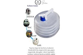 Resim Svein #bidon Kamp Karavan Piknik Dağcılık Katlanır Su Bidonu 10 Litre Musluklu Akordiyon Su Deposu Bpa Free Taşınabilir Su Tankı Araç Bagajı Outdoor Acil Durum Kamping Su Saklama Taşıma Bidonu 