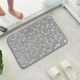 Resim 1 adet Taşlı Kabartmalı Banyo Halısı, %100 Polyester, Yumuşak, Emici, Kaymaz, Yıkanabilir, Paraben içermez, Duş ve Banyo Dekoru için İdeal, Banyo Halısı 