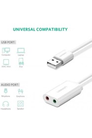 Resim Ugreen 3.5mm Harici Usb Ses Kartı Beyaz 