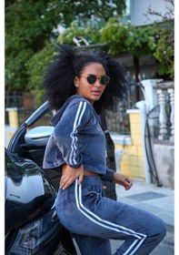 Resim Akbeniz Kadın Kadife Kapşonlu Eşofman Takım 9054 