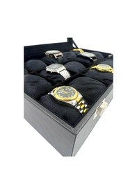Resim RichBox 15'Li Saat Kutusu Siyah/Alcantara Süet 