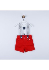 Resim Xo Kids P-003963 Ce 8075 Erkek Bebek Renkli Askılı Şort 6-36 Ay Kırmızı 