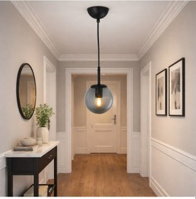 Resim Tt604-1-fullsy Tt Ayd. Mat Siyah Tijli Glop Camlı Tekli Avize Siyah - Bal Cam 