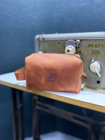 Resim Özdemirler Deri Hakiki Crazy Deri Kiremit Unisex Seyahat Çantası, Dopp Kitt,traşlık,el Çantası Kiremit 