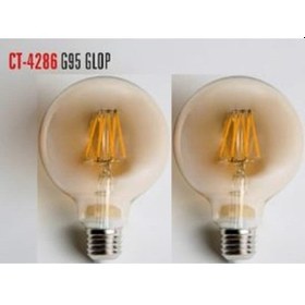 Resim Cata 2 Adet Ct 4286 6w E27 Rustik Led Glop G95 Ampul Amber 