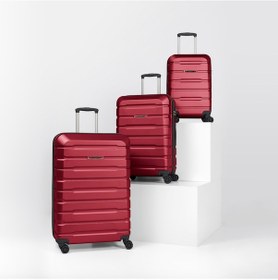 Resim Unisex 4 Tekerli Kilitli 3'lü Set Valiz Bordo 