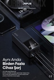 Resim Jopus 30000mAh Powerbank LCD Ekranlı Taşıma Askılı Güçlü Taşınabilir Şarj Cihazı Siyah JP-P12 