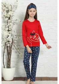 Resim Alimer Kız Çocuk Bisiklet Yaka Uzun Kollu Pijama Takım Edy5157Uy 