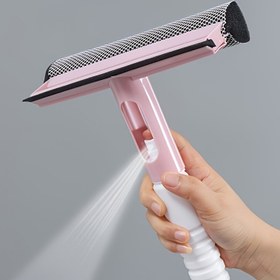 Resim 1 Adet 3'ü 1 Arada Cam Temizleme Spreyi ve Kauçuk Süpürge ile Mikrofiber Bez - Pencereler, Fayanslar, Araba Ön Camları, Aynalar ve Banyo Yüzeyleri için Çok Amaçlı Temizleyici - Her İki Taraftaki Su Lekelerini Kolayca Çıkarır 