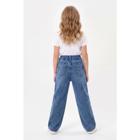 Resim Joy Kids Kız Çocuk Lazer Kalp Baskılı Kot Pantolon (8-11YAŞ) (Mavi) 