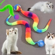 Resim 3-Pack/1-Pack Etkileşimli Kedi Oyuncağı, Bağlantılı Toplar ile Kıvrılmış Solucan Tasarımı, Geometrik Şekil Polyester Elyaf, Şarj Edilmemiş Evcil Hayvan Oyun Çubuğu, Renkli Simülasyon, Küçük Evcil Hayvanlar için Solucan Seti, Pilsiz 