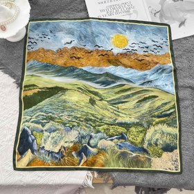 Resim Kadınlar için şık 100% Mulberry İpek Şal, 53.01cm - Yumuşak El Hissi, Yağlı Boya Stili, Resmi Etkinlikler İçin İdeal, Güzel Manzara Baskısı, Çok Yönlü Aksesuar|Yağlı Boya Şalı|Lüks Hiss 
