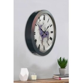 Resim Bahat Salon Ofis Duvar Saati Gri Metal Çerçeve 36 cm 