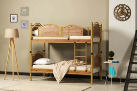 Resim Argimo Avangard Genç Çocuk Odası Ahşap Başlıklı Metal Ranza ve Karyola - 90x200 / Ceviz 