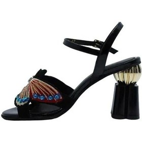 Resim Poletto Hakiki Deri Sıyah-altın Sandalet Topuklu 380 34-530 Siyah - Altın 