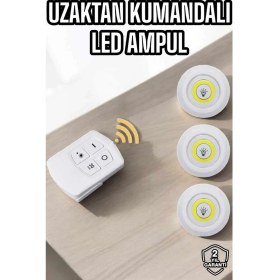 Resim LED Lamba 3'lü Uzaktan Kumandalı Yapışkanlı Beyaz Işık 